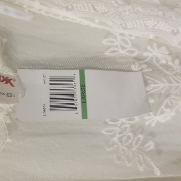 Nina Leonard size large ladies boho lace design top sweater white floral mesh - Picture 3 of 6